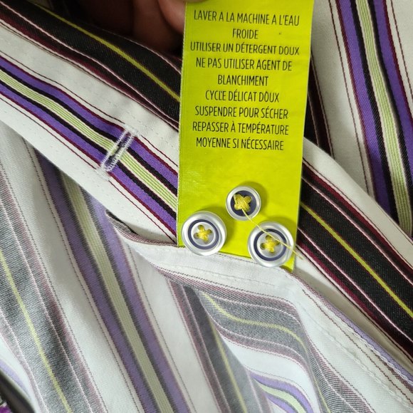 Robert Graham X Collection Multicolor Striped Shirt XL Tailored Fit Flip Cuffs - Picture 11 of 11